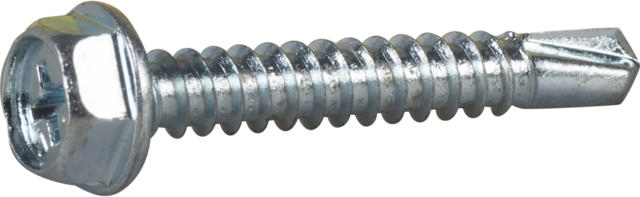 SELF-DRILLING SCREW WITH HEX HEAD AND PH2 SLOT, BRIGHT ZINC PLATED