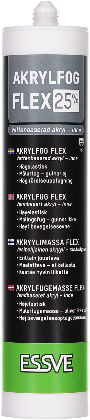 Akrilas FLEX 25% - Premium dažomas užpildas. Siūlės plotis - maks. 25 mm.