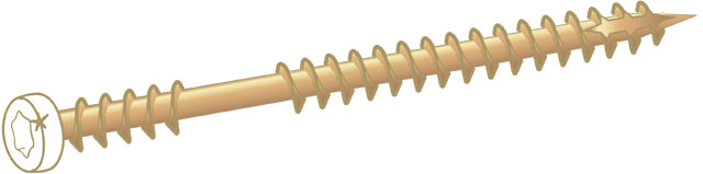 MOULDING/BASE/FLOOR SCREW SMALL HEAD FOR WOODEN/STEEL JOISTS. YELLOW CHROMATE, WHITE PAINTED HEAD