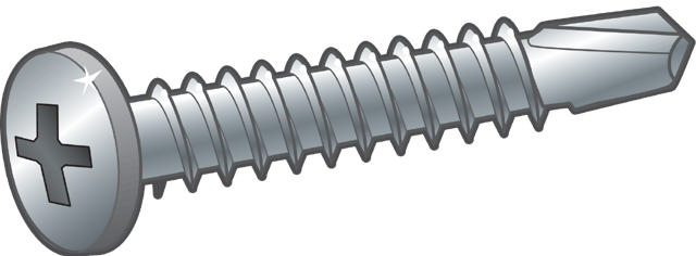 SELF DRILLING SCREW WITH PAN HEAD, BRIGHT ZINC PLATED