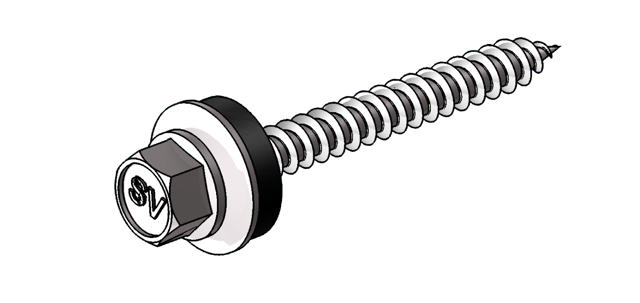 CONSTRUCTION SCREW WITH BONDED WASHER, BRIGHT ZINC PLATED